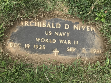 Archibald D. Niven Grave Marker